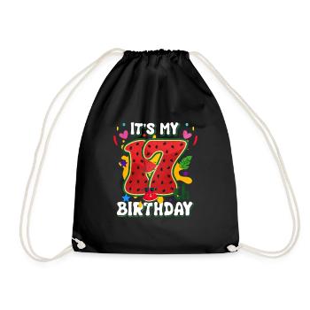 17th Birthday Watermelon Summer Gift - Drawstring Bag - black - Front
