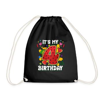 Cadeau d’été de pastèque 4ème anniversaire - Sac de sport léger - noir - Devant