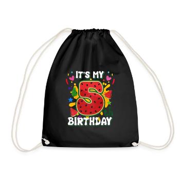 5ème anniversaire Pastèque cadeau d’été - Sac de sport léger - noir - Devant