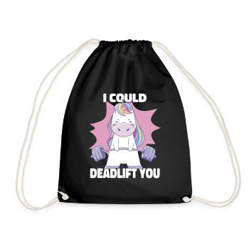 I Could Deadlift You Cute Unicorn Powerlifting - Drawstring Bag - black - Front