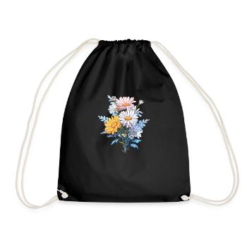 Blumen Gänseblümchen Liebhaber Vintage Blumen Humor Neuheit - Turnbeutel - Schwarz - Vorne