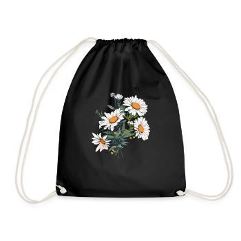 Daisy Lover Flowers Vintage Novelty Bouquet Floral - Drawstring Bag - black - Front