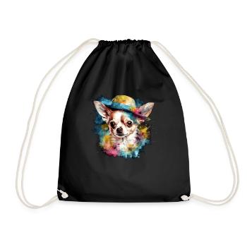 Chihuahua - Englische Dame Frauen Kleid Hund - Turnbeutel - Schwarz - Vorne