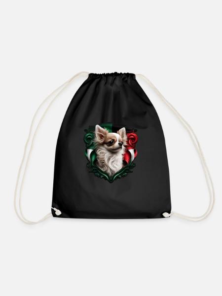 Chihuahua - Italien Flagge Italienisch Lustig Hund - Turnbeutel - Schwarz