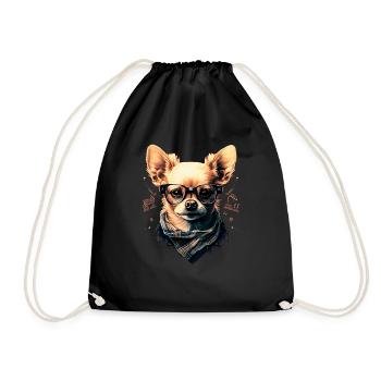 Chihuahua - Hipster Glasses Cool Dog Cute Modern - Drawstring Bag - black - Front