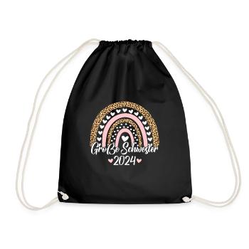 Große Schwester 2024 Boho Regenbogen Design - Turnbeutel - Schwarz - Vorne