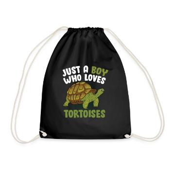 Just A Boy Who Loves Tortoises Men Reptile Turtle - Drawstring Bag - black - Front