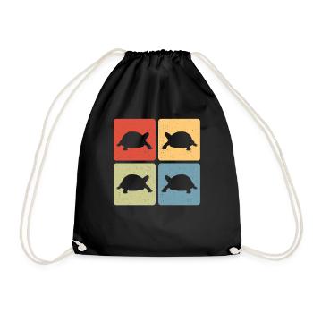 Reptile Retro Turtle Vintage Tortoise - Drawstring Bag - black - Front