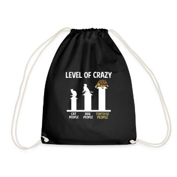 Funny Level Of Crazy Turtle Tortoise Lover Reptile - Drawstring Bag - black - Front
