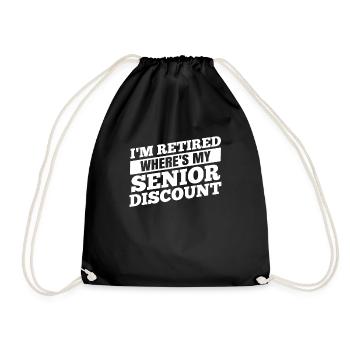 Pensioner pension funny - Drawstring Bag - black - Front