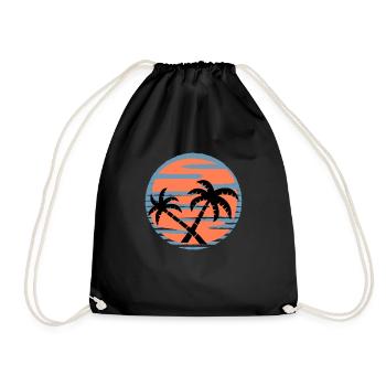 Palm Trees Sunset Sea - Summer - Drawstring Bag - black - Front
