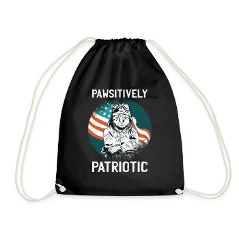 Pawsitively Patriotic Cat 4th of July - Drawstring Bag - black - Front