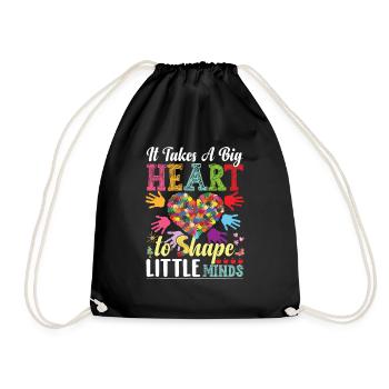 It Takes A Big Heart To Shape Little Minds - Drawstring Bag - black - Front
