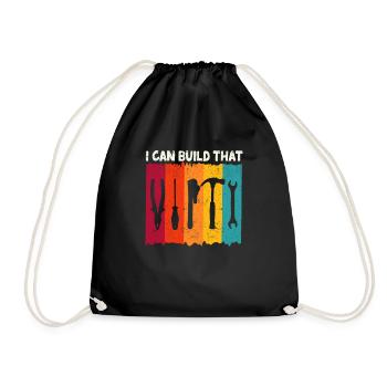 This is what I can build, craftsmen, woodwork - Drawstring Bag - black - Front