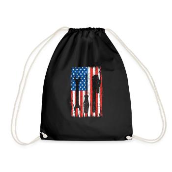 Amerikanische Flagge Mechaniker Heimwerker Patriot - Turnbeutel - Schwarz - Vorne