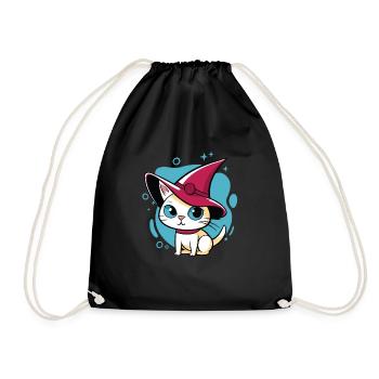 Cute kitty - Drawstring Bag - black - Front
