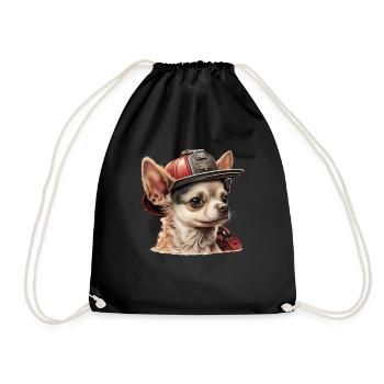 Chihuahua - Feuerwehrmann Feuerwehr Hund Männer - Turnbeutel - Schwarz - Vorne