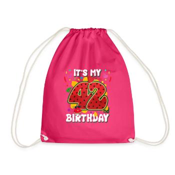 42. Geburtstag Wassermelone - Turnbeutel - Fuchsia - Vorne