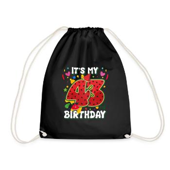 43rd Birthday Watermelon - Drawstring Bag - black - Front