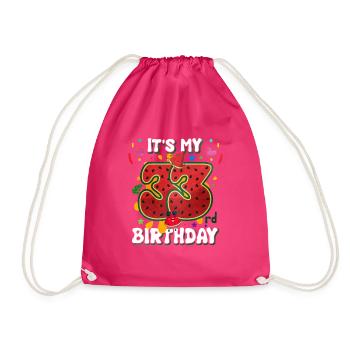 33. Geburtstag Wassermelone - Turnbeutel - Fuchsia - Vorne