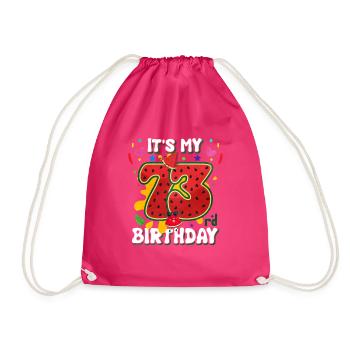 73rd Birthday Watermelon - Drawstring Bag - fuchsia - Front