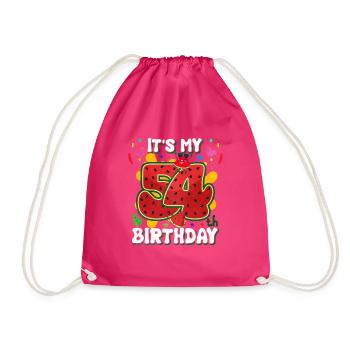 54th Birthday Watermelon - Drawstring Bag - fuchsia - Front