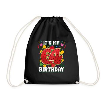 64. Geburtstag Wassermelone - Turnbeutel - Schwarz - Vorne