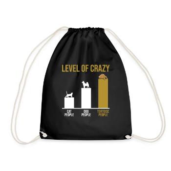 Reptile Tortoise Lover Turtle Funny Level Of Crazy - Drawstring Bag - black - Front