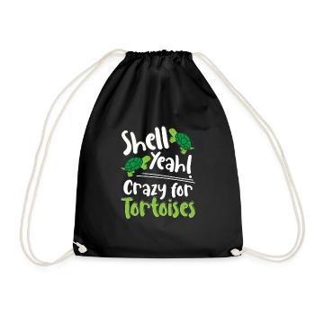 Reptile Turtle Funny Shell yes Crazy For Tortoise - Drawstring Bag - black - Front