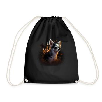 Chihuahua Costume d'Halloween - Citrouille - Sac de sport léger - noir - Devant