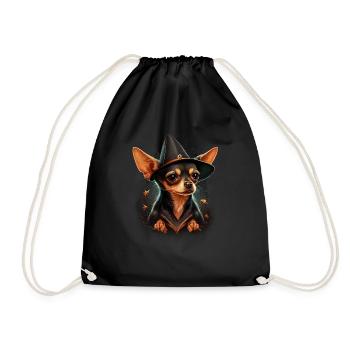 Chihuahua Costume d'Halloween - Citrouille - Sac de sport léger - noir - Devant