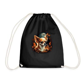 Chihuahua Costume d'Halloween - Citrouille - Sac de sport léger - noir - Devant
