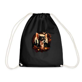 Chihuahua Costume d'Halloween - Citrouille - Sac de sport léger - noir - Devant