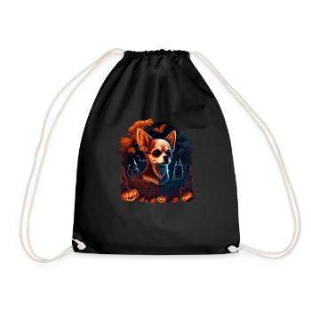 Chihuahua Costume d'Halloween - Citrouille - Sac de sport léger - noir - Devant