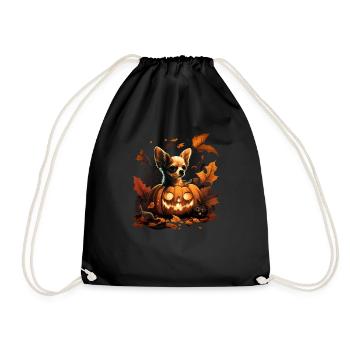 Chihuahua Costume d'Halloween - Citrouille - Sac de sport léger - noir - Devant
