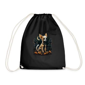 Chihuahua Costume d'Halloween - Citrouille - Sac de sport léger - noir - Devant