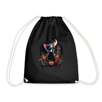 Chihuahua Costume d'Halloween - Citrouille - Sac de sport léger - noir - Devant