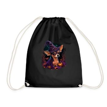 Chihuahua Costume d'Halloween - Citrouille - Sac de sport léger - noir - Devant