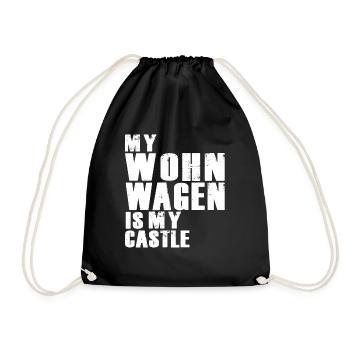 My Wohnwagen is my Castle Denglish Spruch - Turnbeutel - Schwarz - Vorne