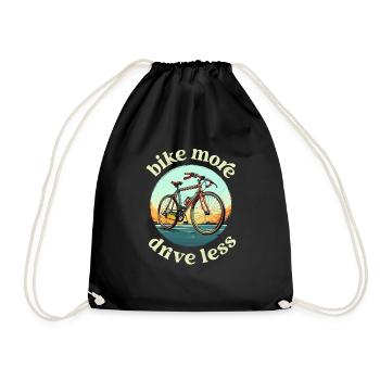 Bike More, Drive Less Bicycle, Bike, Cycling - Drawstring Bag - black - Front