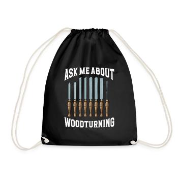 Turning Wood Lathe Lathe - Drawstring Bag - black - Front