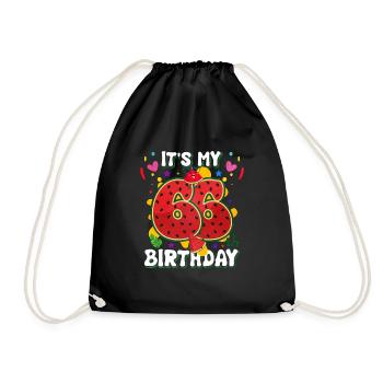 66th Birthday Watermelon - Drawstring Bag - black - Front