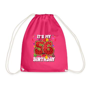 56th Birthday Watermelon - Drawstring Bag - fuchsia - Front