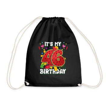 46th Birthday Watermelon - Drawstring Bag - black - Front