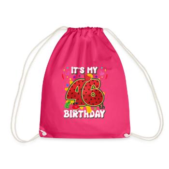 46th Birthday Watermelon - Drawstring Bag - fuchsia - Front