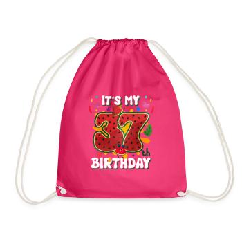 37th Birthday Watermelon - Drawstring Bag - fuchsia - Front