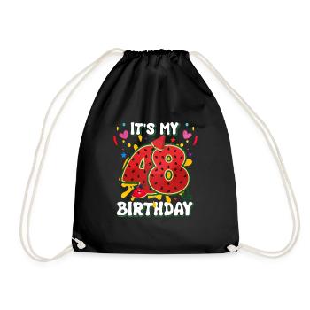48th Birthday Watermelon - Drawstring Bag - black - Front