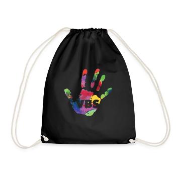 VBS Camp Watercolor Hand Print Vacation Bible - Drawstring Bag - black - Front
