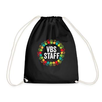 VBS Staff Hand Print Vacation Bible School Crew - Drawstring Bag - black - Front