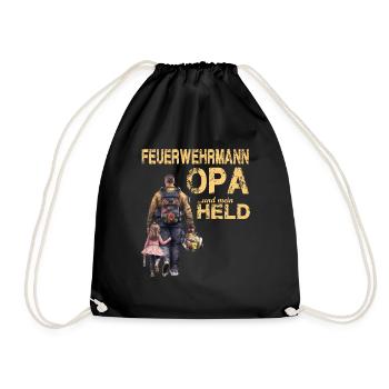 Feuerwehrmann Opa und Enkel - Feuerwehr Großvater - Turnbeutel - Schwarz - Vorne